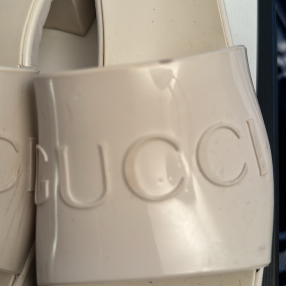 Gucci Rubber Monogram Slide Mule Sandals Sz 8 - Picture 14 of 15